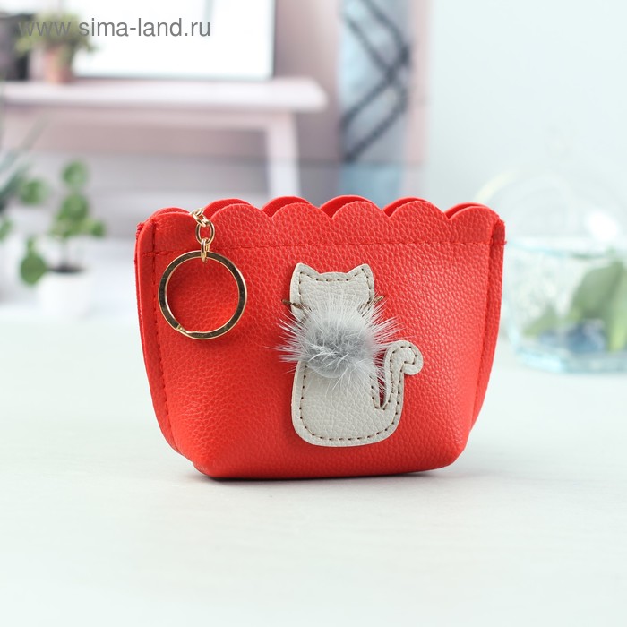 Кошелёк, отдел на молнии, цвет красный - Фото 1