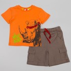 Комплект: футболка, шорты для мальчика, рост 104 (56) см, цвет серо-оранжевый - Фото 1