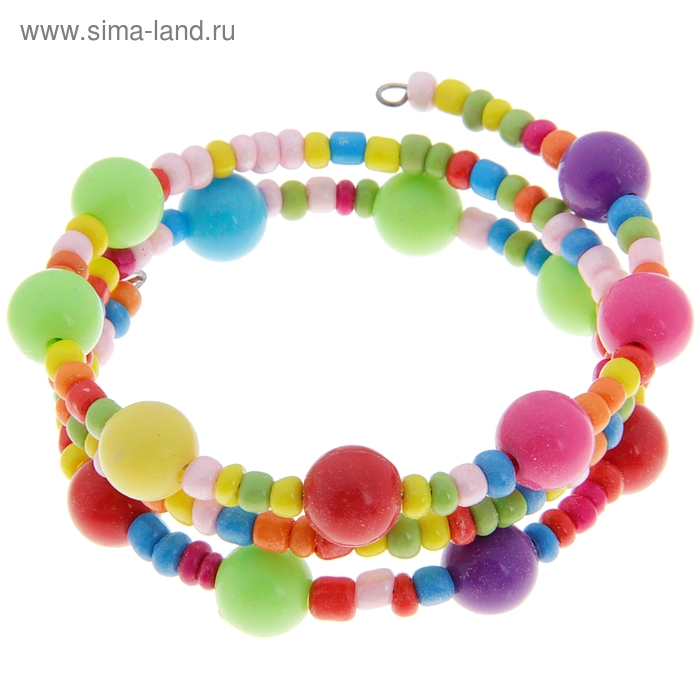 Браслет - пружинка детский "Выбражулька" бусинки яркие, цветной - Фото 1