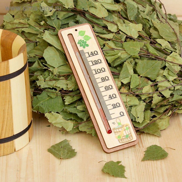 Термометр деревянный "Банные процедуры", 19х5х1см, Добропаровъ - Фото 1