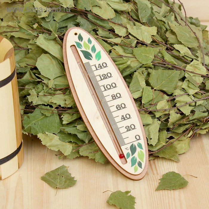 Термометр деревянный "Листочки", 19х6,2х1см, Добропаровъ - Фото 1