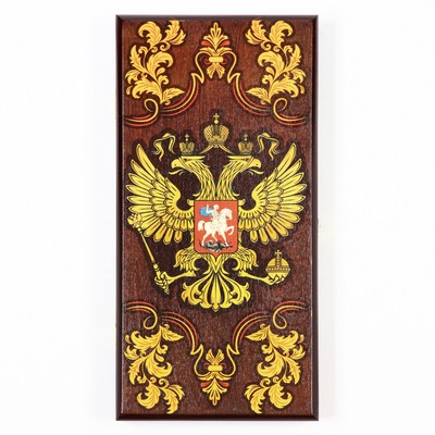 Нарды деревянные большие, настольная игра «Герб России», 40×40 см, с шашками