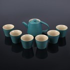 Набор чайный керамический «Восход», 7 предметов: чайник 200 мл, пиала 80 мл, цвет зелено-голубой УЦЕНКА - Фото 1