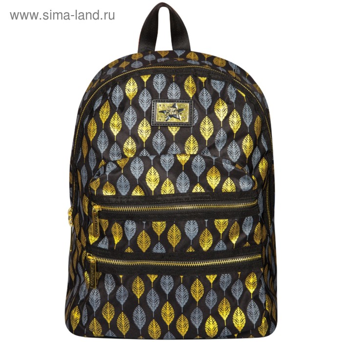 Рюкзак на молнии Berlingo Fashion Golden leaves, 1 отделение, цвет чёрный - Фото 1
