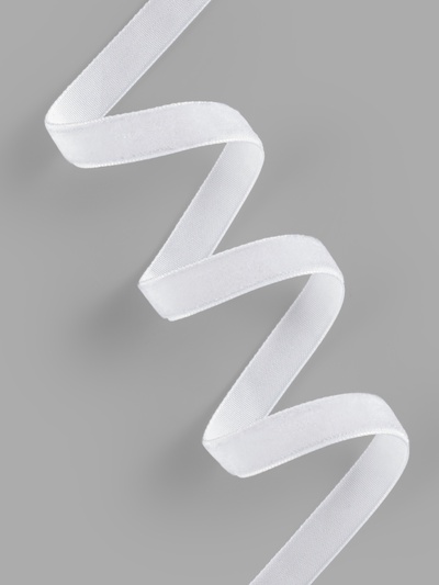 Лента бархатная, 10 мм, 18±1 м, белая №01