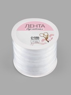 Лента бархатная, 10 мм, 18±1 м, белая №01 - Фото 6