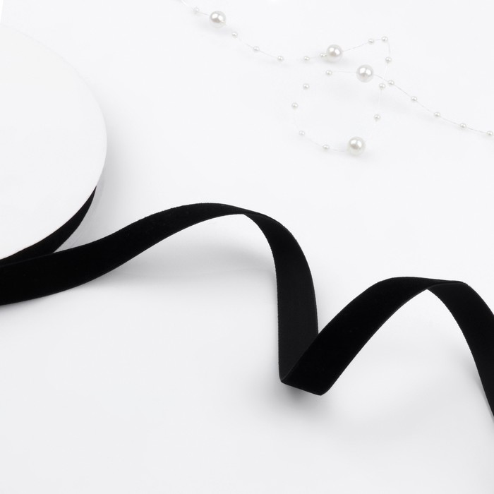 Лента бархатная, 15 мм, 18±1 м, чёрная №03