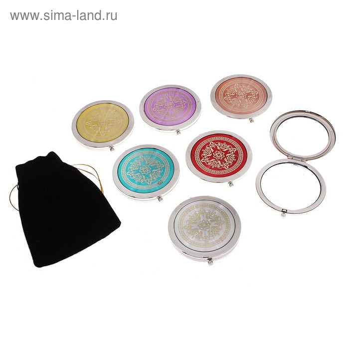 Зеркало подарочное компактное, двустороннее, с двукратным увеличением, цвет МИКС - Фото 1