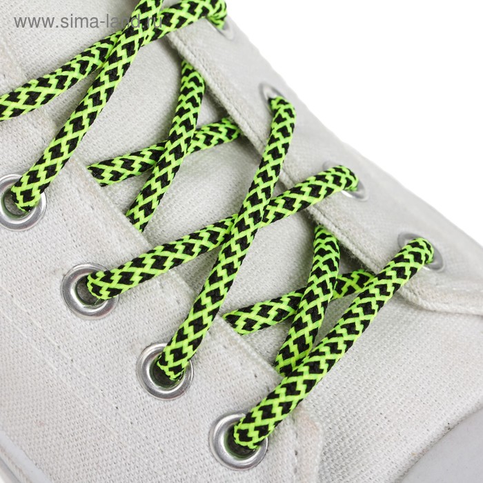 Шнурки для обуви, круглые, d = 5 мм, 110 см, пара, цвет зелёный/чёрный - Фото 1