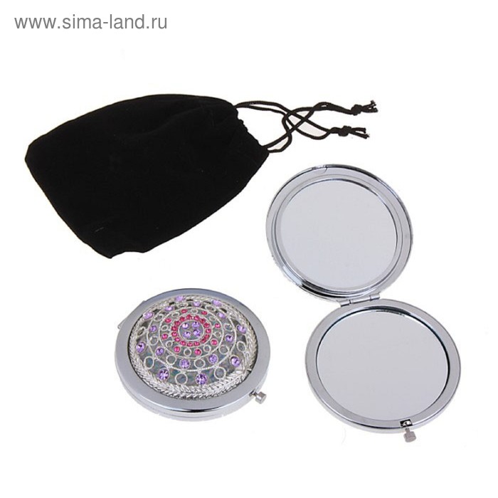 Зеркало подарочное "Изабелла" компактное, двустороннее, в подарочном мешочке - Фото 1