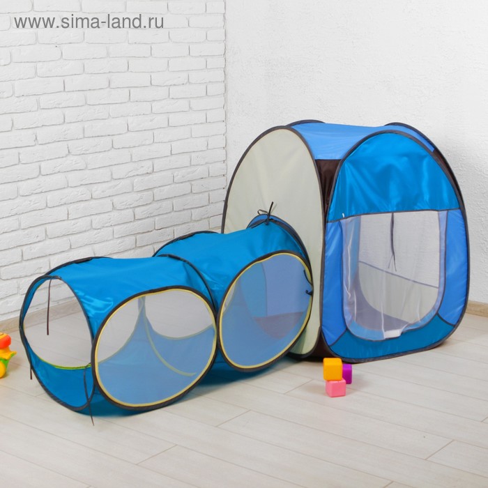 Палатка "Радужный домик" из квадрат.палатки и 2-секционного тоннеля ПИ-004КТ/2-СТ4 - Фото 1