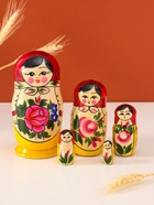Матрёшка «Семёновская», красный платок, 6 кукольная, 12-14 см - фото 809486056
