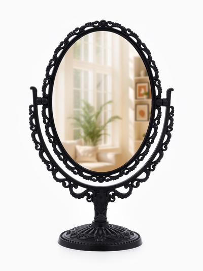 Зеркало настольное «Овал», двустороннее, с увеличением х2, зеркальная поверхность 11×15.5 см, чёрное