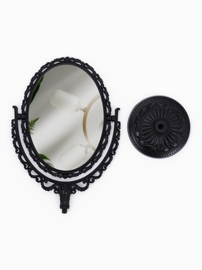 Зеркало настольное «Овал», двустороннее, с увеличением х2, зеркальная поверхность 11×15.5 см, чёрное