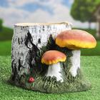 Кашпо "Пень берёзовый с грибами", разноцветное, полистоун, 6 л - Фото 2
