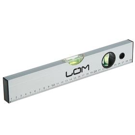 Уровень алюминиевый LOM, 2 глазка, линейка, 300 мм