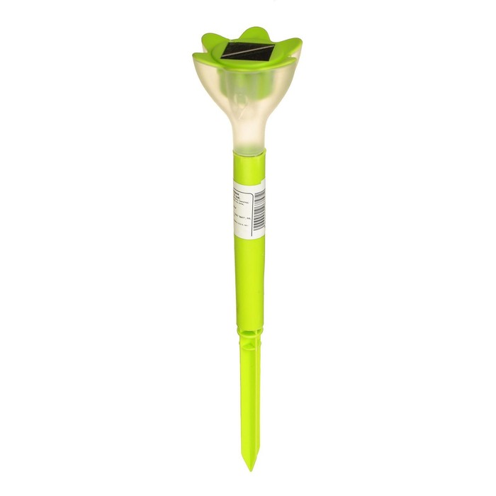 Садовый светильник на солнечной батарее «Цветок зелёный», 6 × 29 × 6 см, 1 LED, свечение белое - фото 1899602948