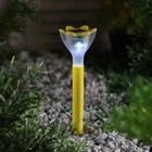 Садовый светильник на солнечной батарее «Цветок жёлтый», 6 × 29 × 6 см, 1 LED, свечение белое - фото 8967388