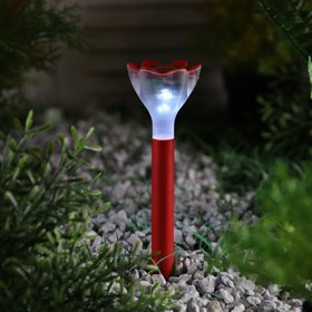 Садовый светильник на солнечной батарее «Цветок красный», 6 x 29 x 6 см, 1 LED, свечение белое