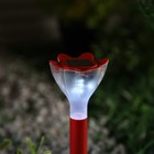 Садовый светильник на солнечной батарее «Цветок красный», 6 × 29 × 6 см, 1 LED, свечение белое - Фото 4