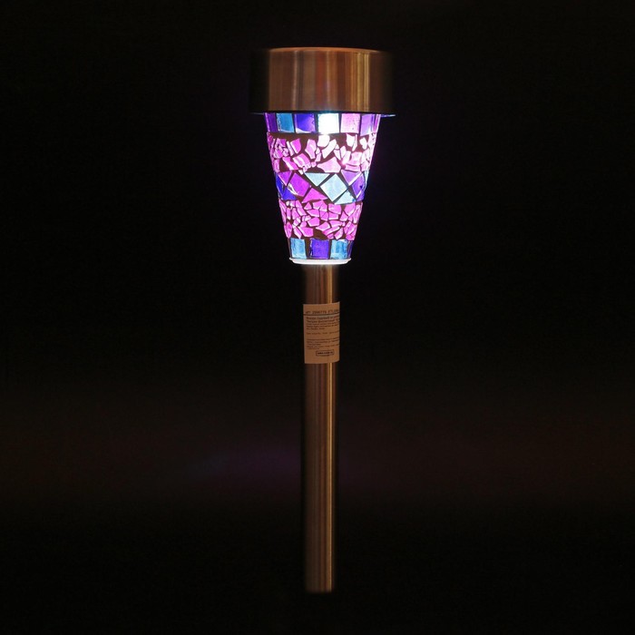 Садовый светильник на солнечной батарее «Фиолетовый витраж», 7 × 38.5 × 7 см, 1 LED, свечение белое - фото 1899602995