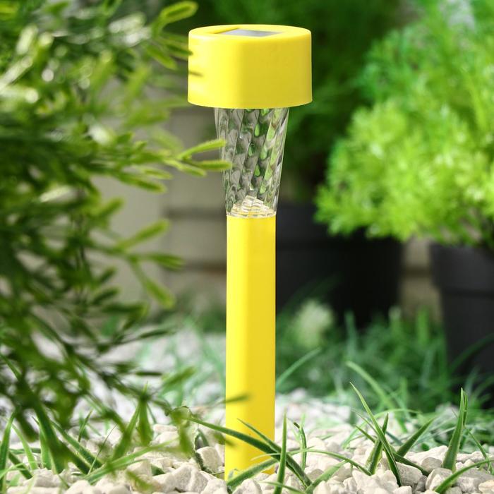 Садовый светильник на солнечной батарее «Жёлтая трапеция», 4.5 × 30 × 4.5 см, 1 LED, свечение белое - фото 1899603022