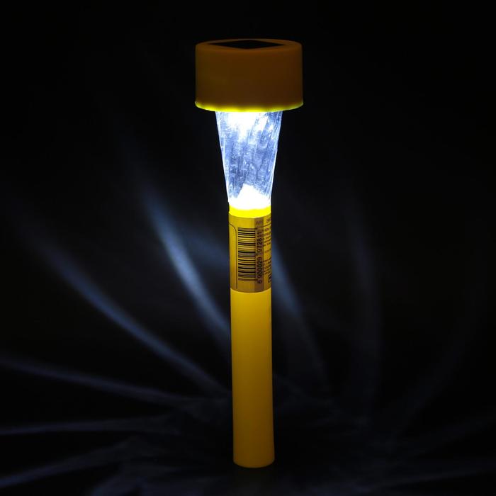 Садовый светильник на солнечной батарее «Жёлтая трапеция», 4.5 × 30 × 4.5 см, 1 LED, свечение белое - фото 1899603028