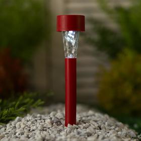Фонарь садовый на солнечной батарее "Трапеция", 30 см, d=4.5 см,1 led, пластик,красная ножка