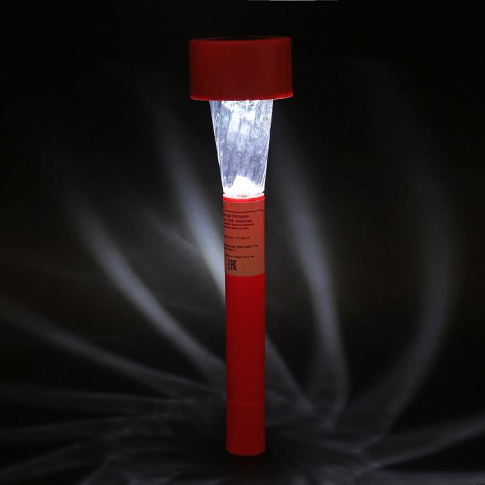 Садовый светильник на солнечной батарее «Красная трапеция», 4.5 × 30 × 4.5 см, 1 LED, свечение белое - фото 1899603037