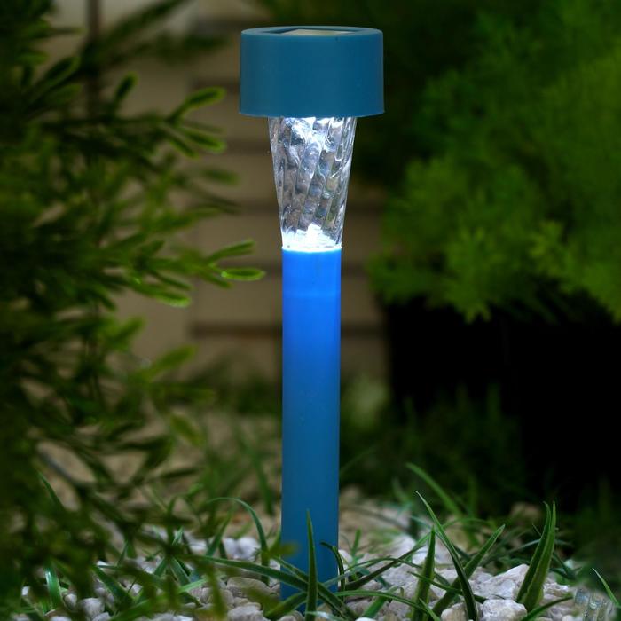 Садовый светильник на солнечной батарее «Голубая трапеция», 4.5 × 30 × 4.5 см, 1 LED, свечение белое - фото 1898127665