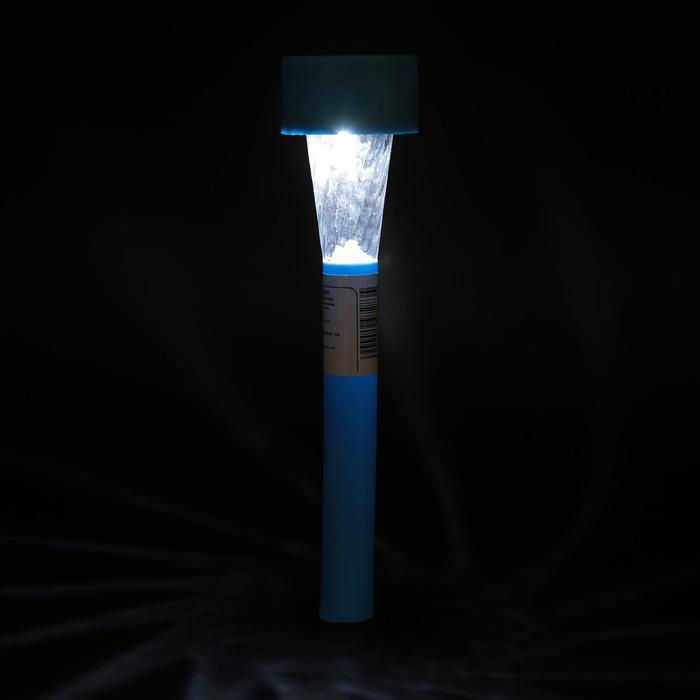 Садовый светильник на солнечной батарее «Голубая трапеция», 4.5 × 30 × 4.5 см, 1 LED, свечение белое - фото 1898127672