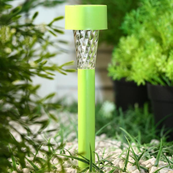 Садовый светильник на солнечной батарее «Зелёная трапеция», 4.5 × 30 × 4.5 см, 1 LED, свечение белое - фото 1899603048