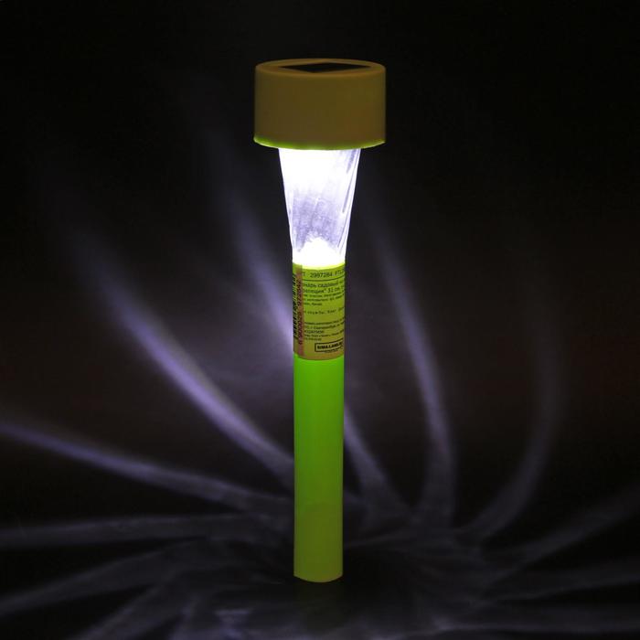 Садовый светильник на солнечной батарее «Зелёная трапеция», 4.5 × 30 × 4.5 см, 1 LED, свечение белое - фото 1899603054