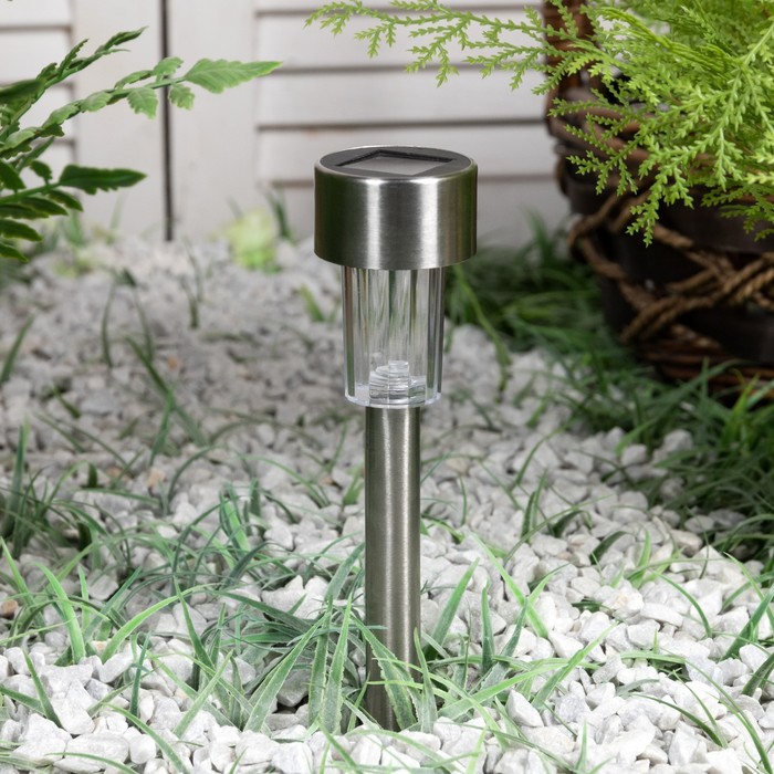 Садовый светильник на солнечной батарее «Металлический цилиндр», 4.5 × 30 × 4.5 см, 1 LED, свечение белое - фото 1899603056