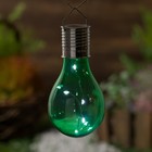 Садовый светильник на солнечной батарее «Лампочка зелёная», 8 × 14 × 8 см, 5 LED, свечение белое - Фото 2