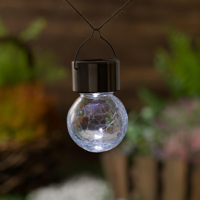 Садовый светильник на солнечной батарее «Лампочка», 7 × 9 × 7 см, 1 LED, свечение белое - фото 1895176060