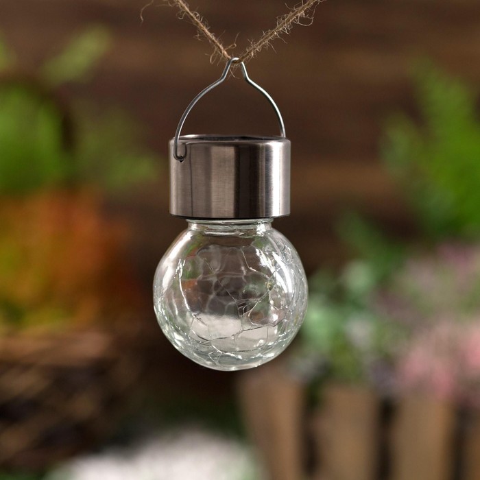 Садовый светильник на солнечной батарее «Лампочка», 7 × 9 × 7 см, 1 LED, свечение белое - фото 1895176061