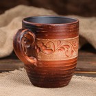 Чашка "Чайная", роспись ангобом, красная глина, 0.35 л - Фото 3