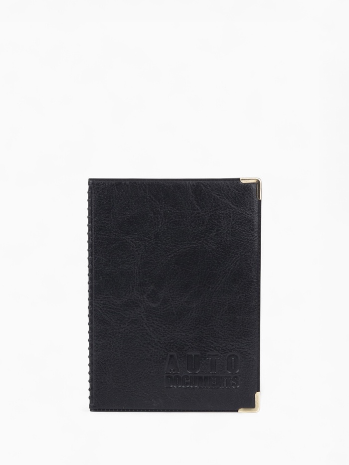 Обложка для автодокументов, с тиснением, уголками, 10.5×0.5×13.5 см, чёрная - Фото 1