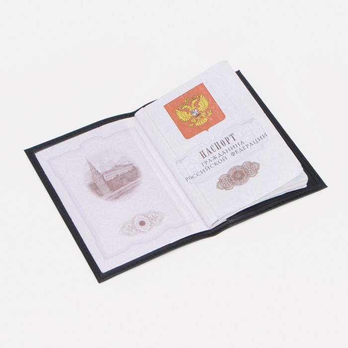 Обложка для паспорта, отдел для карт, цвет чёрный - фото 1908383255
