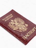 Обложка для паспорта, натуральная кожа, тиснение фольгой, крокодил, бордовая - Фото 3