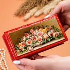 Шкатулка - купюрница «Розы в вазе», красная, 8,5×17 см, лаковая миниатюра - фото 9504250