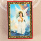 Шкатулка «Ангелок с цветами», красная, 6×9 см, лаковая миниатюра - Фото 2
