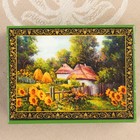 Шкатулка «Летняя деревня», зелёная,, 8×10,5 см лаковая миниатюра - Фото 2