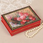 Шкатулка «Розы в корзинке», красная, 10×14 см, лаковая миниатюра - Фото 1