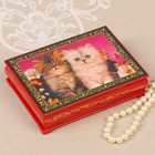 Шкатулка «Котята», красная, 10×14 см, лаковая миниатюра - Фото 1