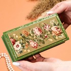 Шкатулка - купюрница «Узор из цветов», 8,5×17 см, зелёная, лаковая миниатюра - фото 9493385