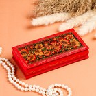 Шкатулка - купюрница «Узоры», 8,5×17 см, красная, лаковая миниатюра - фото 9504257