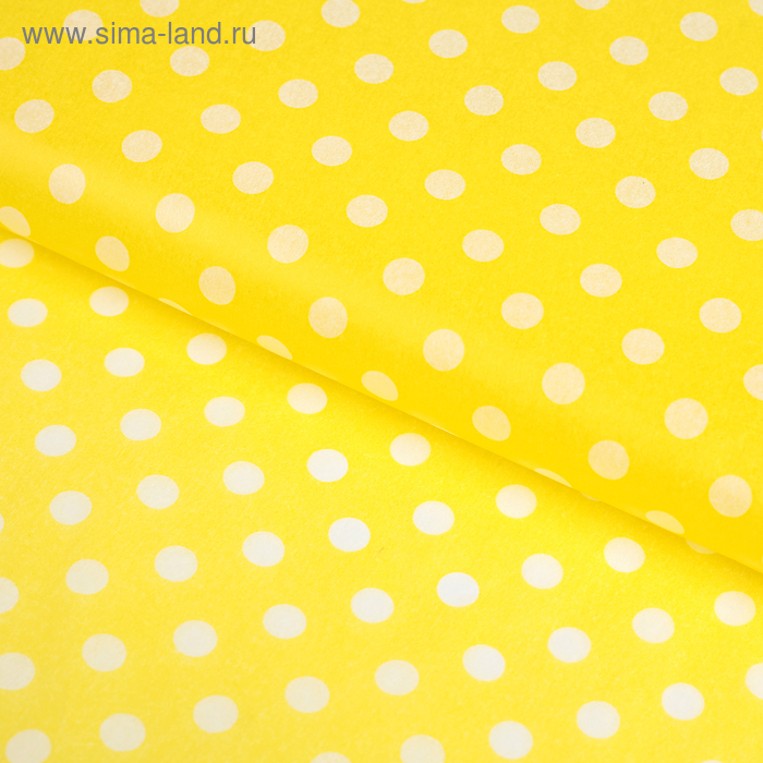 Бумага упаковочная тишью "Горох", желтый, 50 х 66 см - Фото 1