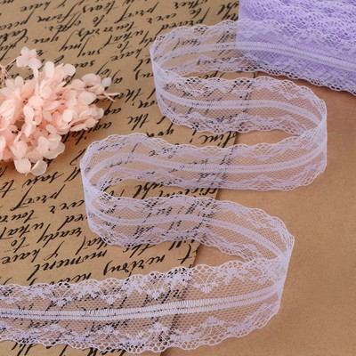 Кружево капроновое, 35 мм, 10±1 м, цвет сиреневый